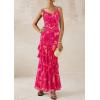 imagePRETTYGARDEN Maxi Dresses for Women 2025 Summer Tiered Floral Beach Sundress Spaghetti Strap Wedding Guest Long DressFloral Rose Red