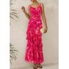 imagePRETTYGARDEN Maxi Dresses for Women 2025 Summer Tiered Floral Beach Sundress Spaghetti Strap Wedding Guest Long DressFloral Rose Red