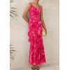 imagePRETTYGARDEN Maxi Dresses for Women 2025 Summer Tiered Floral Beach Sundress Spaghetti Strap Wedding Guest Long DressFloral Rose Red