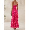 imagePRETTYGARDEN Maxi Dresses for Women 2025 Summer Tiered Floral Beach Sundress Spaghetti Strap Wedding Guest Long DressFloral Rose Red