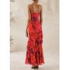 imagePRETTYGARDEN Maxi Dresses for Women 2025 Summer Tiered Floral Beach Sundress Spaghetti Strap Wedding Guest Long DressFloral Rust Red