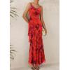 imagePRETTYGARDEN Maxi Dresses for Women 2025 Summer Tiered Floral Beach Sundress Spaghetti Strap Wedding Guest Long DressFloral Rust Red