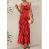 imagePRETTYGARDEN Maxi Dresses for Women 2025 Summer Tiered Floral Beach Sundress Spaghetti Strap Wedding Guest Long DressFloral Rust Red