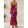 imagePRETTYGARDEN Maxi Dresses for Women 2025 Summer Tiered Floral Beach Sundress Spaghetti Strap Wedding Guest Long DressNavy Red Big Floral