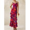 imagePRETTYGARDEN Maxi Dresses for Women 2025 Summer Tiered Floral Beach Sundress Spaghetti Strap Wedding Guest Long DressNavy Red Big Floral