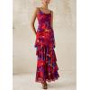 imagePRETTYGARDEN Maxi Dresses for Women 2025 Summer Tiered Floral Beach Sundress Spaghetti Strap Wedding Guest Long DressNavy Red Big Floral