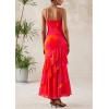 imagePRETTYGARDEN Maxi Dresses for Women 2025 Summer Tiered Floral Beach Sundress Spaghetti Strap Wedding Guest Long DressOrange Red Big Floral