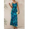 imagePRETTYGARDEN Maxi Dresses for Women 2025 Summer Tiered Floral Beach Sundress Spaghetti Strap Wedding Guest Long DressPrint Blue Green