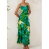 imagePRETTYGARDEN Maxi Dresses for Women 2025 Summer Tiered Floral Beach Sundress Spaghetti Strap Wedding Guest Long DressPrint Green