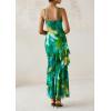 imagePRETTYGARDEN Maxi Dresses for Women 2025 Summer Tiered Floral Beach Sundress Spaghetti Strap Wedding Guest Long DressPrint Green