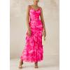 imagePRETTYGARDEN Maxi Dresses for Women 2025 Summer Tiered Floral Beach Sundress Spaghetti Strap Wedding Guest Long DressPrint Pink