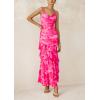 imagePRETTYGARDEN Maxi Dresses for Women 2025 Summer Tiered Floral Beach Sundress Spaghetti Strap Wedding Guest Long DressPrint Pink