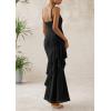 imagePRETTYGARDEN Maxi Dresses for Women 2025 Summer Tiered Floral Beach Sundress Spaghetti Strap Wedding Guest Long DressSolid Black