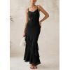 imagePRETTYGARDEN Maxi Dresses for Women 2025 Summer Tiered Floral Beach Sundress Spaghetti Strap Wedding Guest Long DressSolid Black
