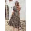 imagePRETTYGARDEN Summer Dresses for Women 2025 Casual Floral Boho Midi Sun Dress Puff Short Sleeve Flowy Beach Vacation SundressBlackBeige