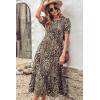 imagePRETTYGARDEN Summer Dresses for Women 2025 Casual Floral Boho Midi Sun Dress Puff Short Sleeve Flowy Beach Vacation SundressBlackBeige