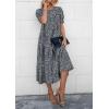 imagePRETTYGARDEN Summer Dresses for Women 2025 Casual Floral Boho Midi Sun Dress Puff Short Sleeve Flowy Beach Vacation SundressBlackWhite