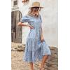 imagePRETTYGARDEN Summer Dresses for Women 2025 Casual Floral Boho Midi Sun Dress Puff Short Sleeve Flowy Beach Vacation SundressBlue
