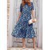 imagePRETTYGARDEN Summer Dresses for Women 2025 Casual Floral Boho Midi Sun Dress Puff Short Sleeve Flowy Beach Vacation SundressBlue Apricot