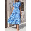 imagePRETTYGARDEN Summer Dresses for Women 2025 Casual Floral Boho Midi Sun Dress Puff Short Sleeve Flowy Beach Vacation SundressFloral Blue