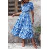 imagePRETTYGARDEN Summer Dresses for Women 2025 Casual Floral Boho Midi Sun Dress Puff Short Sleeve Flowy Beach Vacation SundressFloral Blue