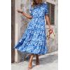 imagePRETTYGARDEN Summer Dresses for Women 2025 Casual Floral Boho Midi Sun Dress Puff Short Sleeve Flowy Beach Vacation SundressFloral Blue