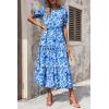 imagePRETTYGARDEN Summer Dresses for Women 2025 Casual Floral Boho Midi Sun Dress Puff Short Sleeve Flowy Beach Vacation SundressFloral Blue