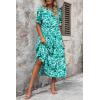 imagePRETTYGARDEN Summer Dresses for Women 2025 Casual Floral Boho Midi Sun Dress Puff Short Sleeve Flowy Beach Vacation SundressFloral Green