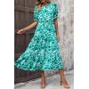 imagePRETTYGARDEN Summer Dresses for Women 2025 Casual Floral Boho Midi Sun Dress Puff Short Sleeve Flowy Beach Vacation SundressFloral Green
