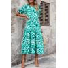 imagePRETTYGARDEN Summer Dresses for Women 2025 Casual Floral Boho Midi Sun Dress Puff Short Sleeve Flowy Beach Vacation SundressFloral Green