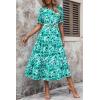 imagePRETTYGARDEN Summer Dresses for Women 2025 Casual Floral Boho Midi Sun Dress Puff Short Sleeve Flowy Beach Vacation SundressFloral Green