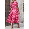 imagePRETTYGARDEN Summer Dresses for Women 2025 Casual Floral Boho Midi Sun Dress Puff Short Sleeve Flowy Beach Vacation SundressFloral Rose Red
