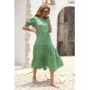 imagePRETTYGARDEN Summer Dresses for Women 2025 Casual Floral Boho Midi Sun Dress Puff Short Sleeve Flowy Beach Vacation SundressGreen