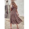 imagePRETTYGARDEN Summer Dresses for Women 2025 Casual Floral Boho Midi Sun Dress Puff Short Sleeve Flowy Beach Vacation SundressPink