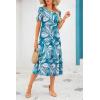 imagePRETTYGARDEN Summer Dresses for Women 2025 Casual Floral Boho Midi Sun Dress Puff Short Sleeve Flowy Beach Vacation SundressPrint Blue