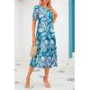imagePRETTYGARDEN Summer Dresses for Women 2025 Casual Floral Boho Midi Sun Dress Puff Short Sleeve Flowy Beach Vacation SundressPrint Blue