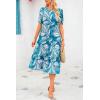 imagePRETTYGARDEN Summer Dresses for Women 2025 Casual Floral Boho Midi Sun Dress Puff Short Sleeve Flowy Beach Vacation SundressPrint Blue