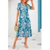 imagePRETTYGARDEN Summer Dresses for Women 2025 Casual Floral Boho Midi Sun Dress Puff Short Sleeve Flowy Beach Vacation SundressPrint Blue