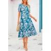 imagePRETTYGARDEN Summer Dresses for Women 2025 Casual Floral Boho Midi Sun Dress Puff Short Sleeve Flowy Beach Vacation SundressPrint Blue