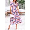 imagePRETTYGARDEN Summer Dresses for Women 2025 Casual Floral Boho Midi Sun Dress Puff Short Sleeve Flowy Beach Vacation SundressPrint Multicolored