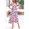imagePRETTYGARDEN Summer Dresses for Women 2025 Casual Floral Boho Midi Sun Dress Puff Short Sleeve Flowy Beach Vacation SundressPrint Multicolored