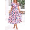 imagePRETTYGARDEN Summer Dresses for Women 2025 Casual Floral Boho Midi Sun Dress Puff Short Sleeve Flowy Beach Vacation SundressPrint Multicolored