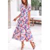 imagePRETTYGARDEN Summer Dresses for Women 2025 Casual Floral Boho Midi Sun Dress Puff Short Sleeve Flowy Beach Vacation SundressPrint Multicolored