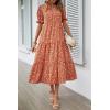 imagePRETTYGARDEN Summer Dresses for Women 2025 Casual Floral Boho Midi Sun Dress Puff Short Sleeve Flowy Beach Vacation SundressRed Orange Floral