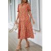 imagePRETTYGARDEN Summer Dresses for Women 2025 Casual Floral Boho Midi Sun Dress Puff Short Sleeve Flowy Beach Vacation SundressRed Orange Floral
