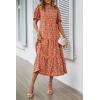 imagePRETTYGARDEN Summer Dresses for Women 2025 Casual Floral Boho Midi Sun Dress Puff Short Sleeve Flowy Beach Vacation SundressRed Orange Floral