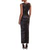 imagePRETTYGARDEN Wedding Guest Dresses for Women 2025 Summer Spring Floral Bodycon Sleeveless Mesh Maxi Long DressFloral Black