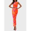 imagePRETTYGARDEN Wedding Guest Dresses for Women 2025 Summer Spring Floral Bodycon Sleeveless Mesh Maxi Long DressFloral Orange
