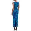 imagePRETTYGARDEN Wedding Guest Dresses for Women 2025 Summer Spring Floral Bodycon Sleeveless Mesh Maxi Long DressGreen Blue Flower