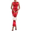 imagePRETTYGARDEN Wedding Guest Dresses for Women 2025 Summer Spring Floral Bodycon Sleeveless Mesh Maxi Long DressRed Floral